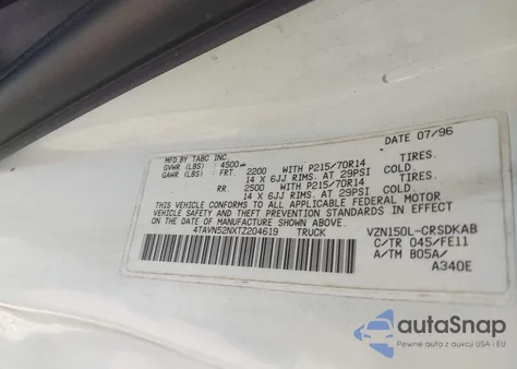 1996 Toyota Tacoma Xtracab from USA, damaged, VIN 4TAVN52NXTZ204619